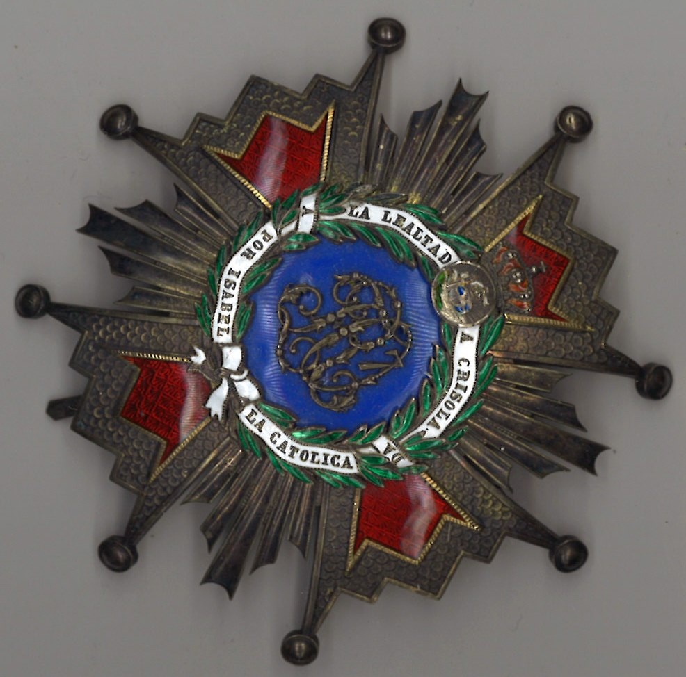 Medaillespeld 'por Isabel la Catolica', halskruis behorende bij de Commandeur in de Orde van Isabella de Katholieke (Spanje), uitgereikt aan P.J.H. Cuypers.