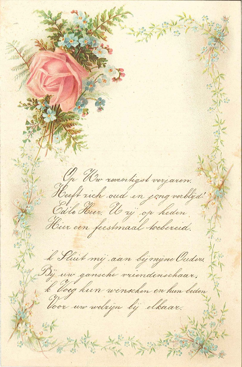 Gedicht b.g.v. 70e verjaardag P.J.H. Cuypers, 18 mei 1897