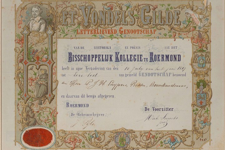 Ere-lidmaatschap van het Vondelsgilde Roermond aan P.J.H. Cuypers