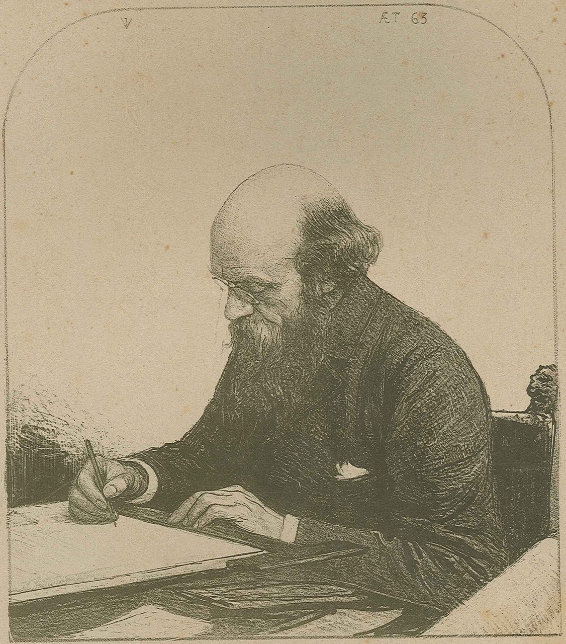 Portret van Dr. P.J.H. Cuypers aan de tekentafel