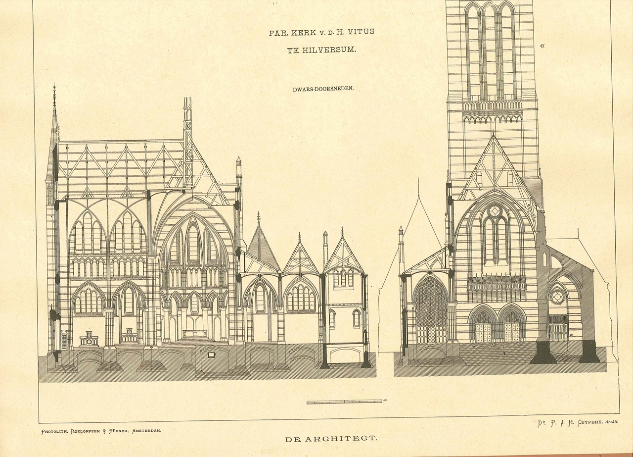Een overdruk van het ontwerp van de St. Vituskerk te Hilversum
