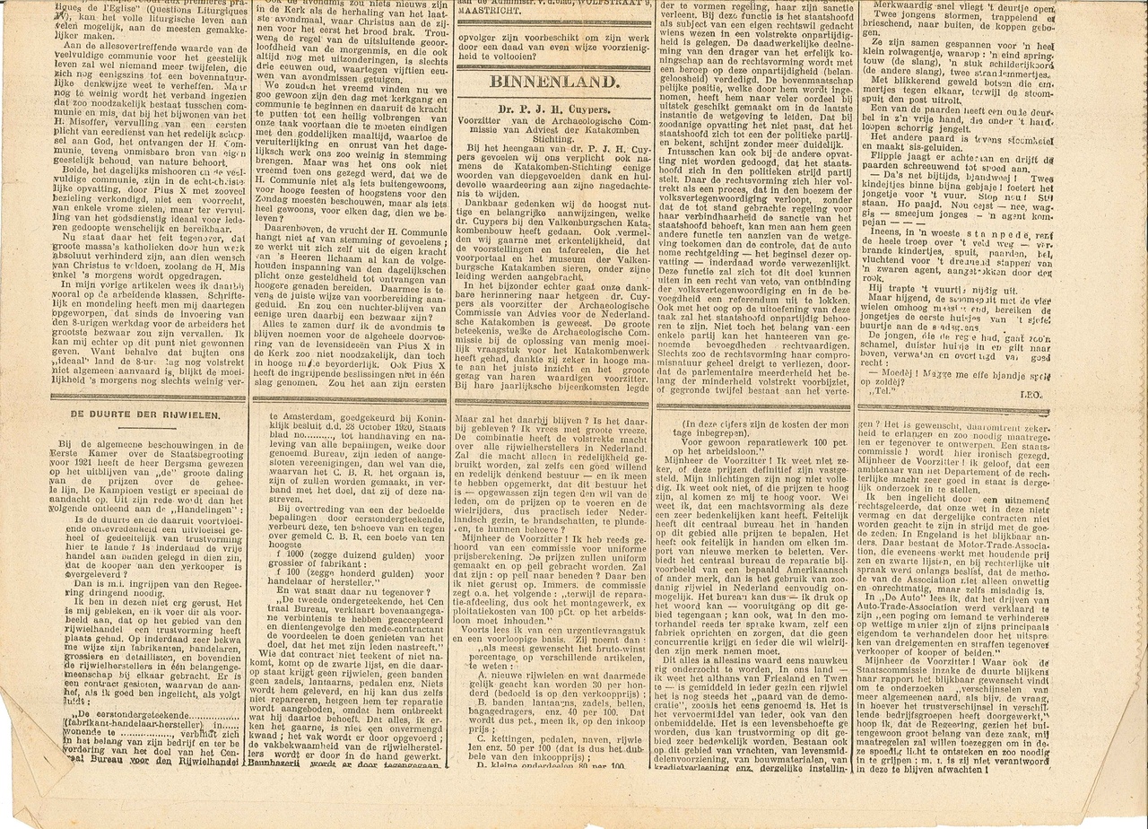 Het Dagblad voor NOORDBRABANT van vrijdag 18 maart 1921 met een beschouwing over diens leven en werk.
