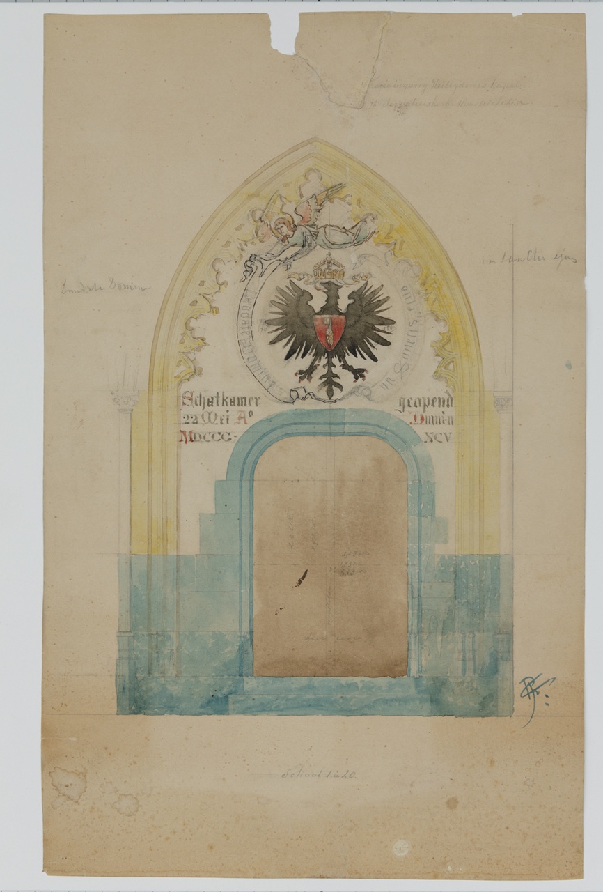 Ontwerptekening voor travée ingang heiligdomskapel Sint Servaaskerk Maastricht.