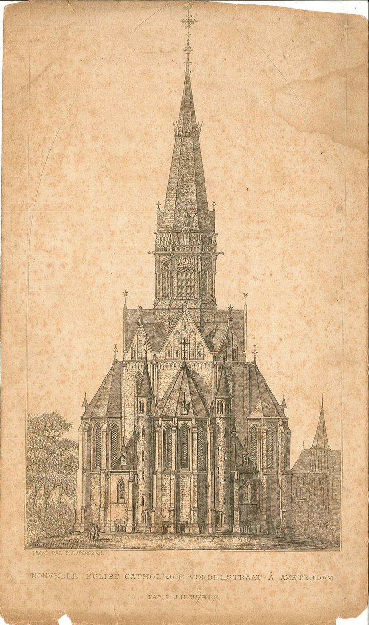 Tekening van de Vondelkerk te Amsterdam