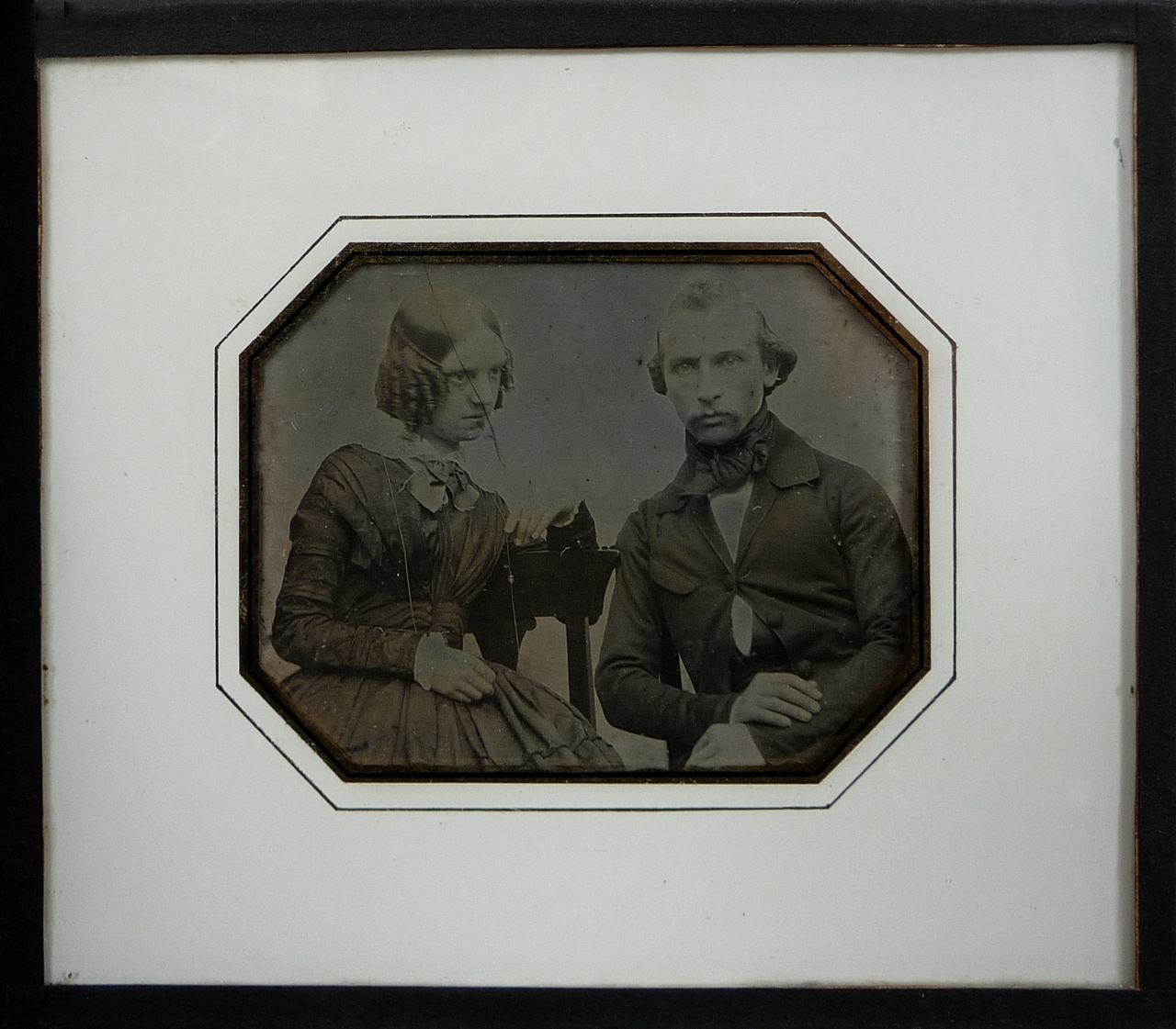Daguerreotype foto van architect Carl Weber en eerste echtgenote Emily of Stratford de Redcliffe.
