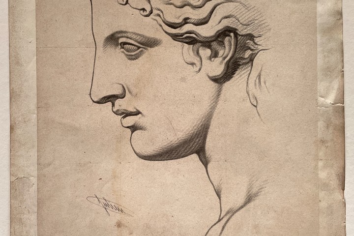 Schets uit: Ëtudes d' Apres l'Antique. Mannenhoofd van zijkant (Venus du Capitole).