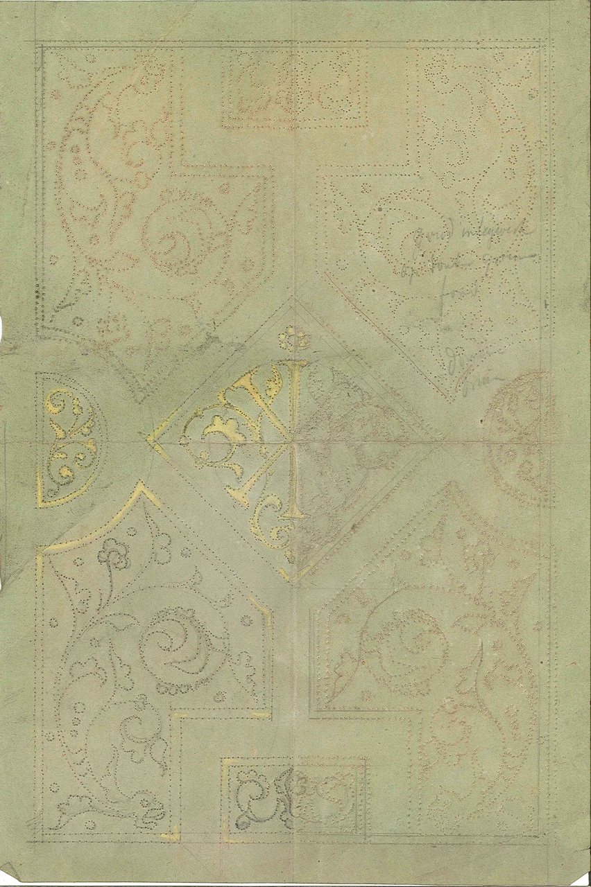 Ontwerp voor een sjabloon op geperforeerd papier (stippellijnen)