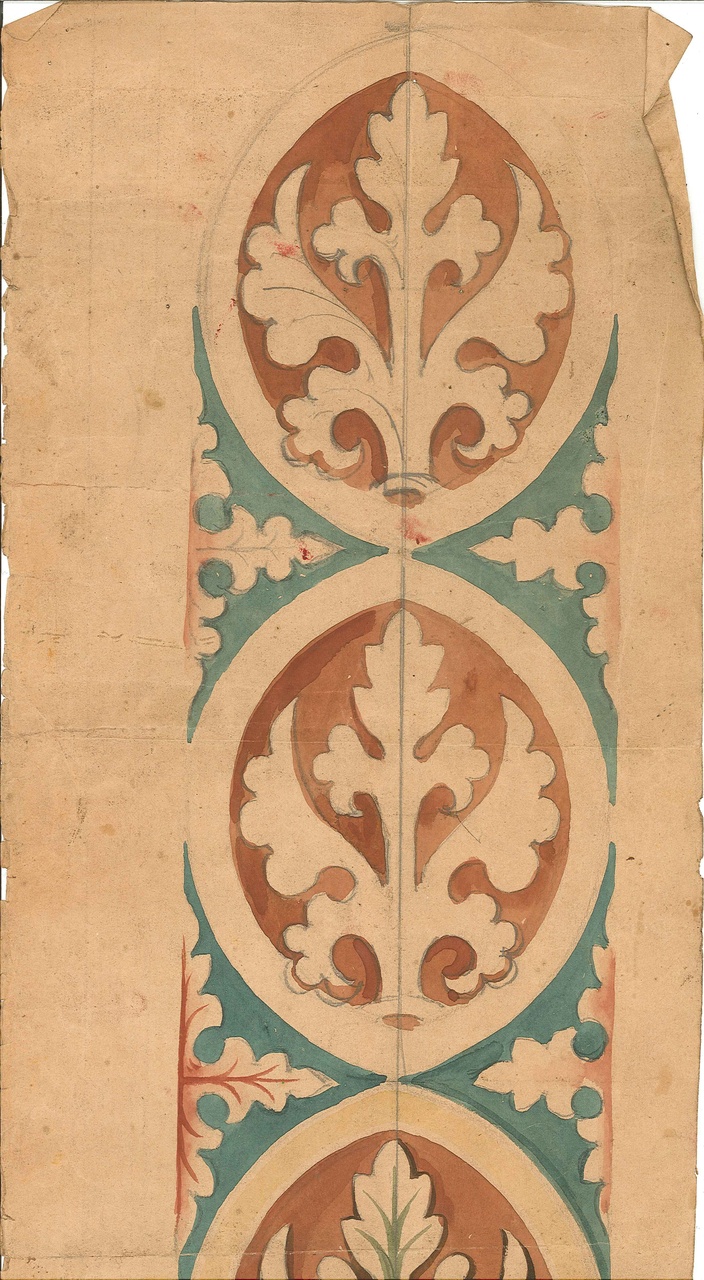 Ontwerp voor een ornament met florale motieven (bladvormen)