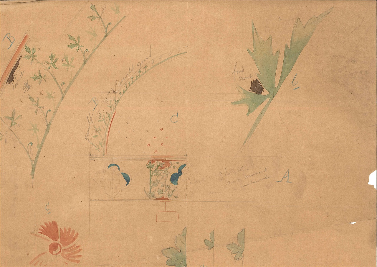 Ontwerp voor een ornament met florale motieven (bladvormen)