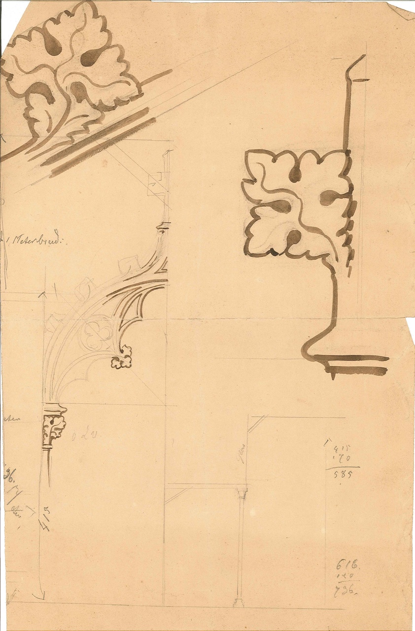 Ontwerp voor een ornament met florale motieven (bladvormen)