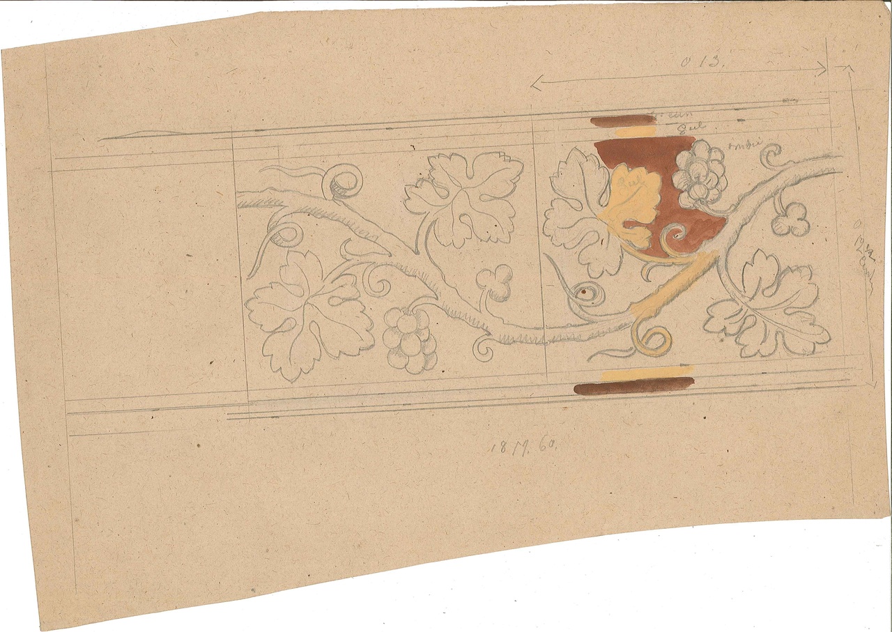 Ontwerp voor een ornament met florale motieven