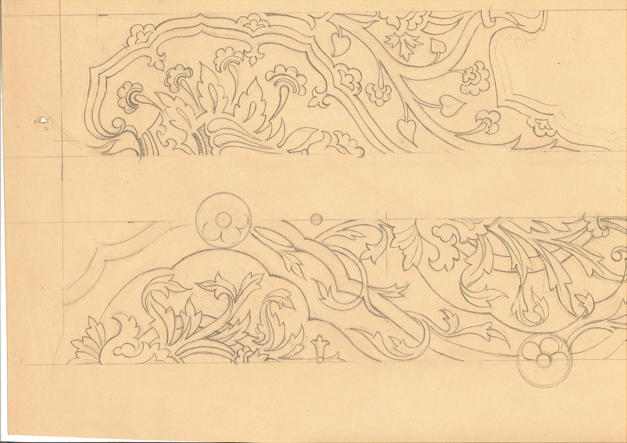 Ontwerp voor een ornament, waarschijnlijk onderdeel van een sjabloon