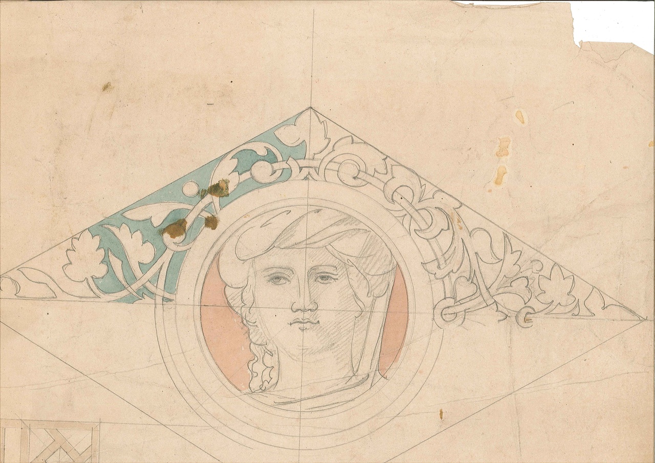 Ontwerp voor ornamentering met een mannenhoofd