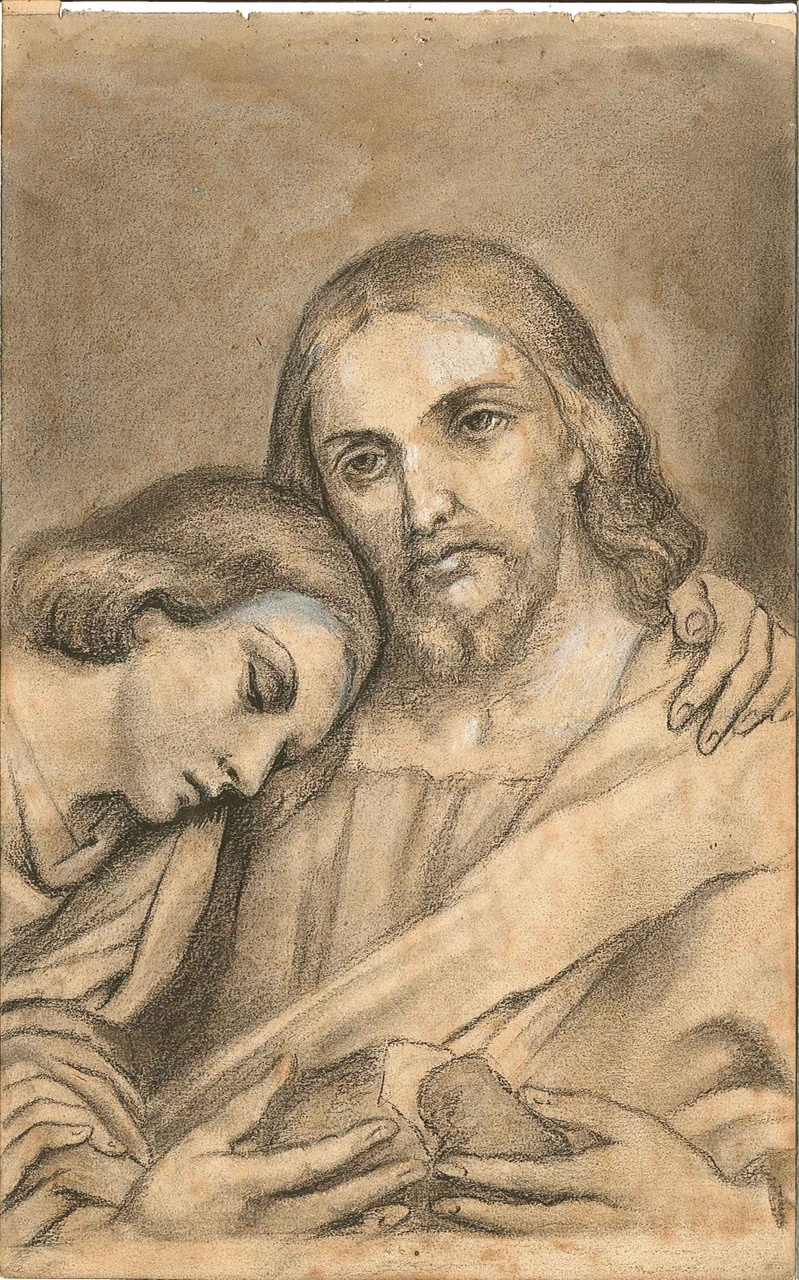 Ontwerp voor een tekening met een troostende Christusfiguur