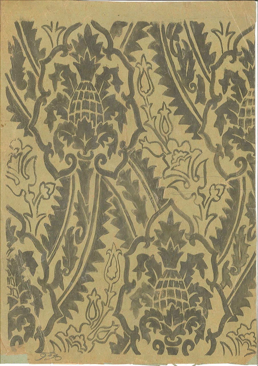 Proefdruk voor ornamentering met florale motieven