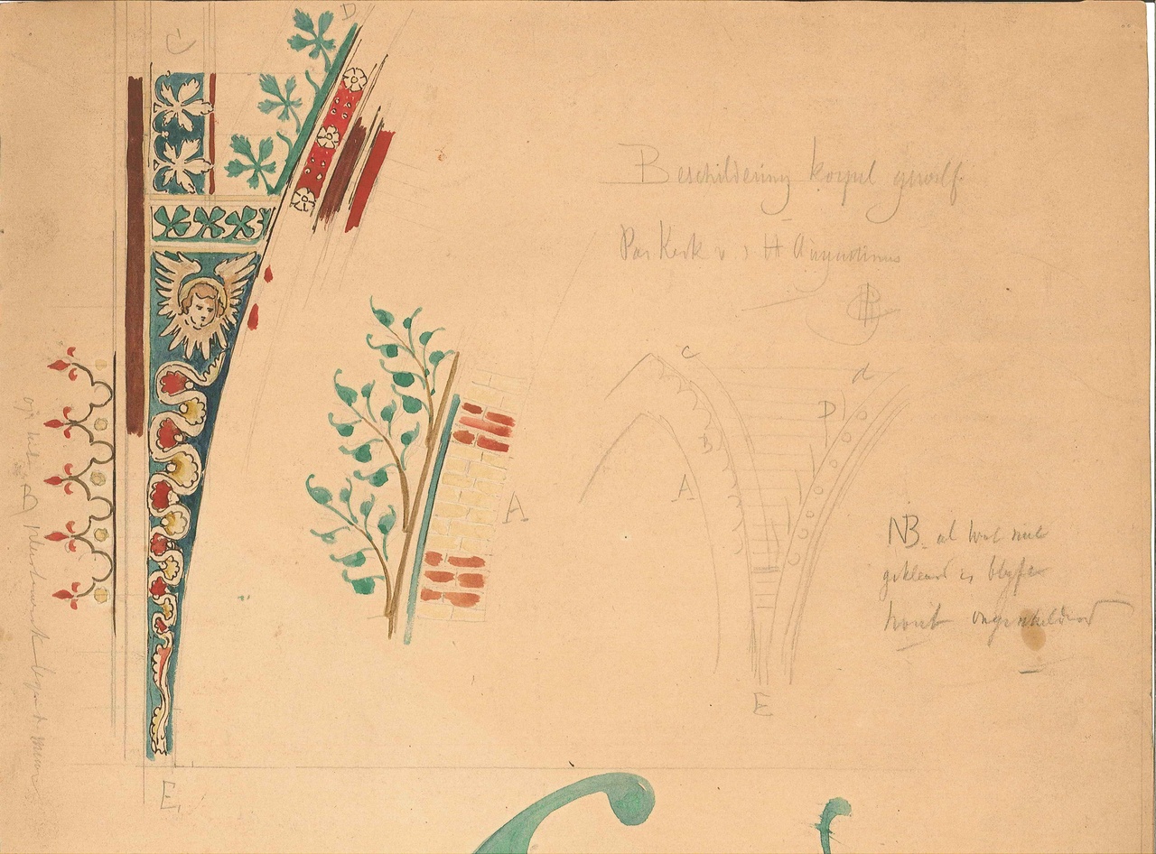 Ontwerp voor beschildering en ornamentering met o.a. florale motieven
