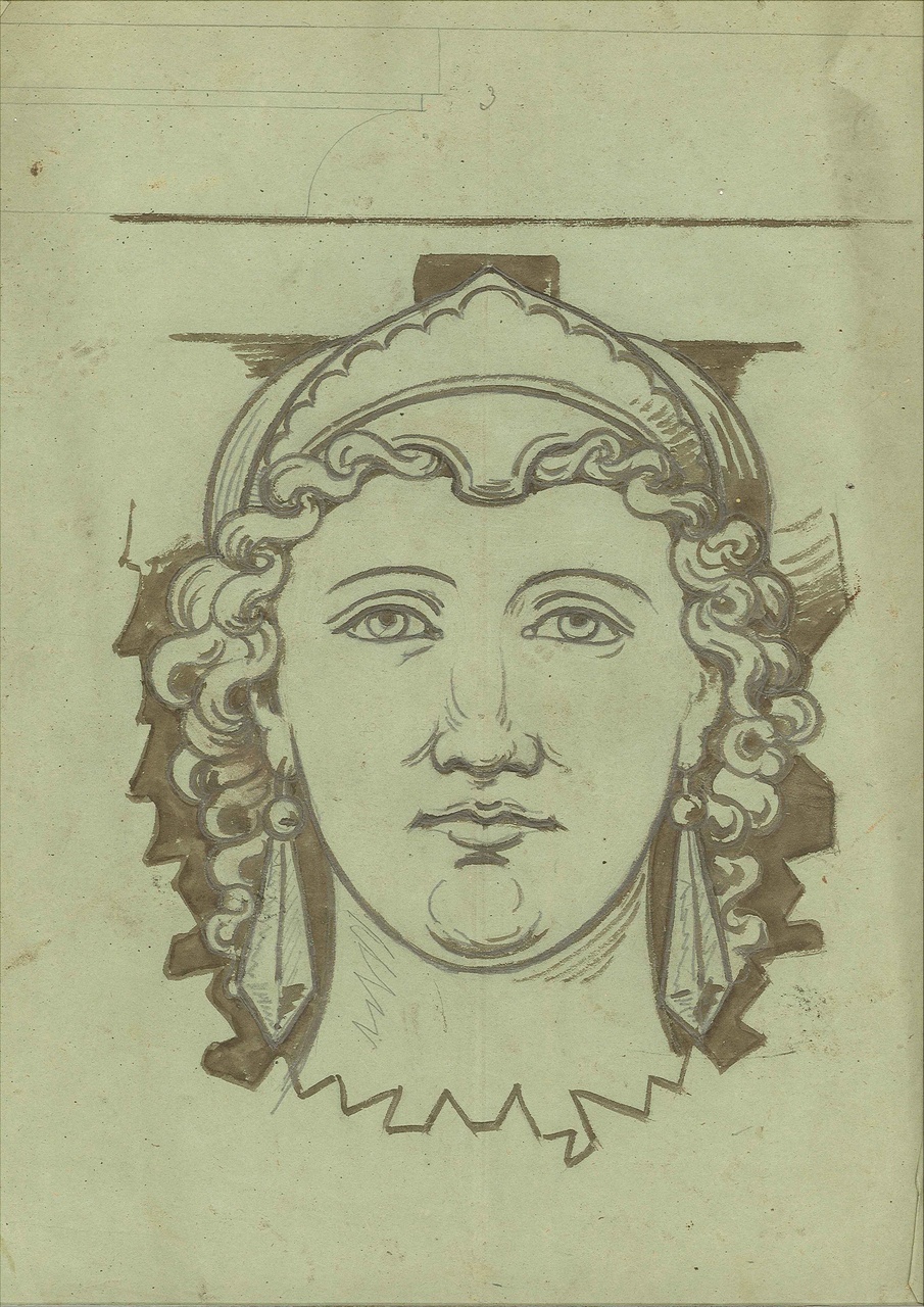 Ontwerp voor ornamentering met een (mannen)hoofd