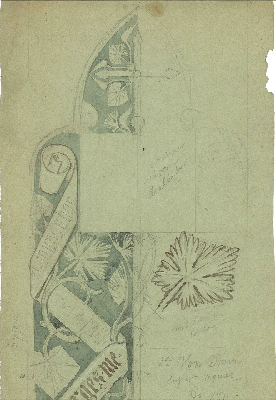 Ontwerp voor ornamentering met een kruis en florale motieven