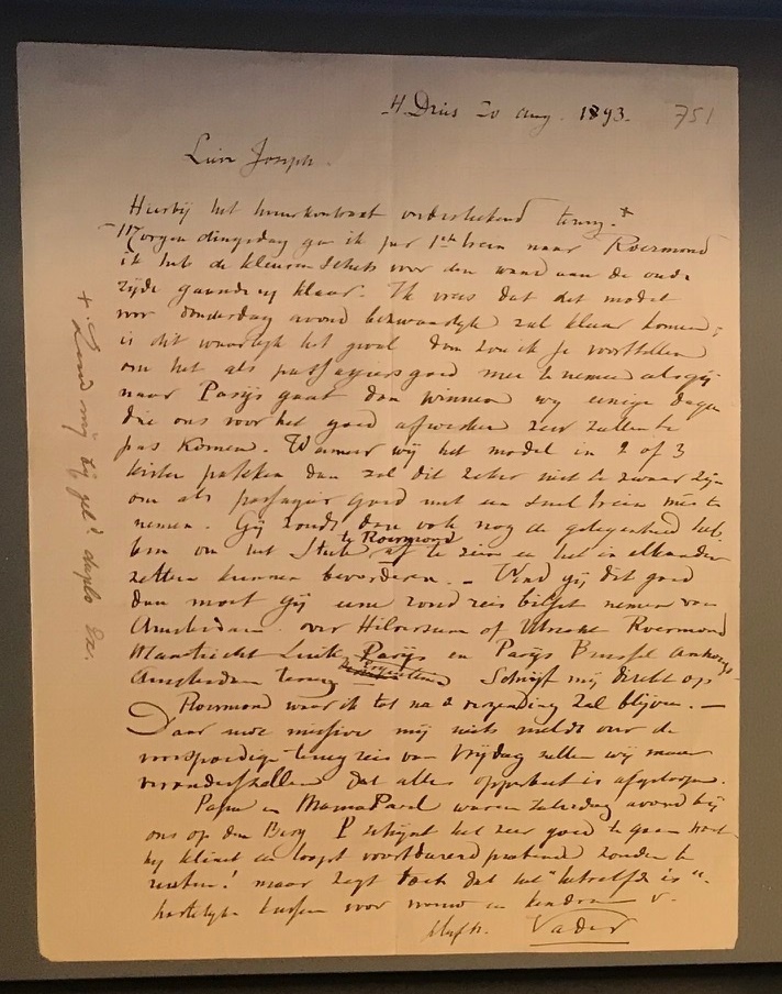 Brief van Pierre Cuypers aan zijn zoon Joseph over het Kasteel De Haar en vervoeren van de maquette.